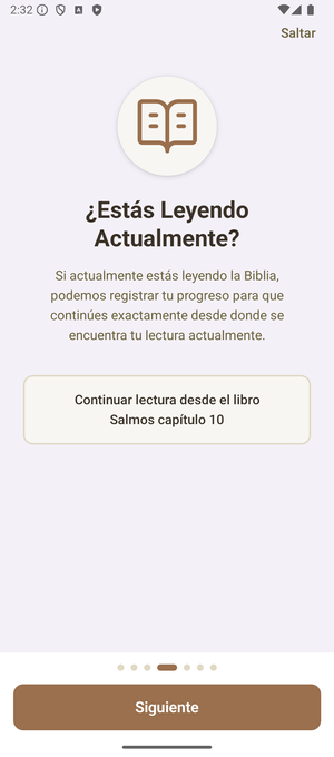 Pantalla de 'Estás Leyendo' de la app Biblia Reina Valera 1960